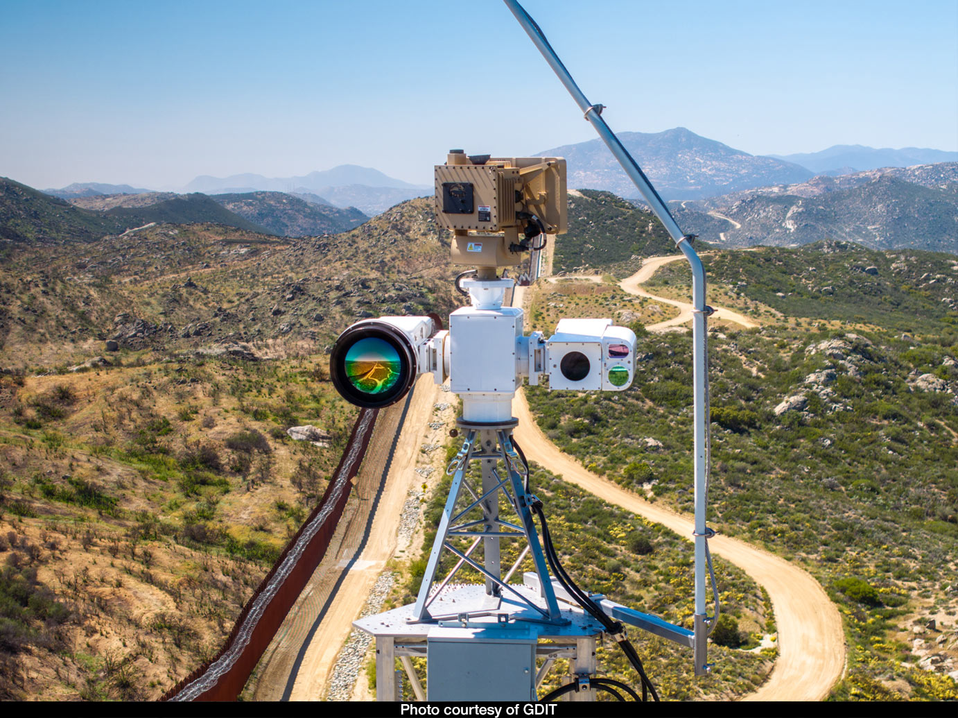 Zoomed out picture of SR Hawk installed on a tower for surveillance of the U.S. border